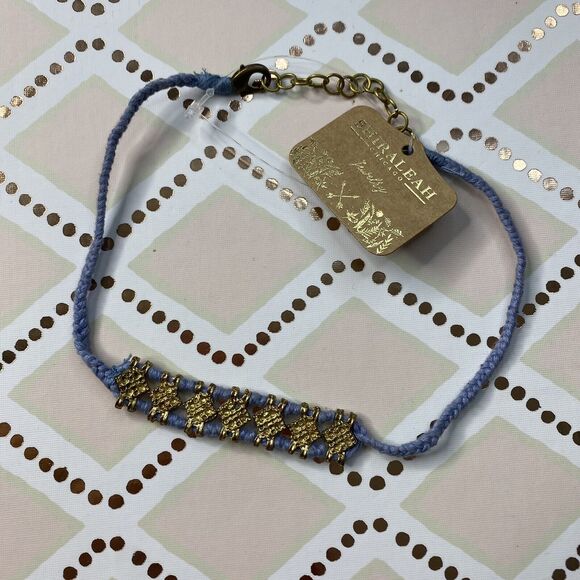 SHIRALEAH New Blue Sadie Braided Choker Necklace Gold Geometric Retro - Picture 2 of 5